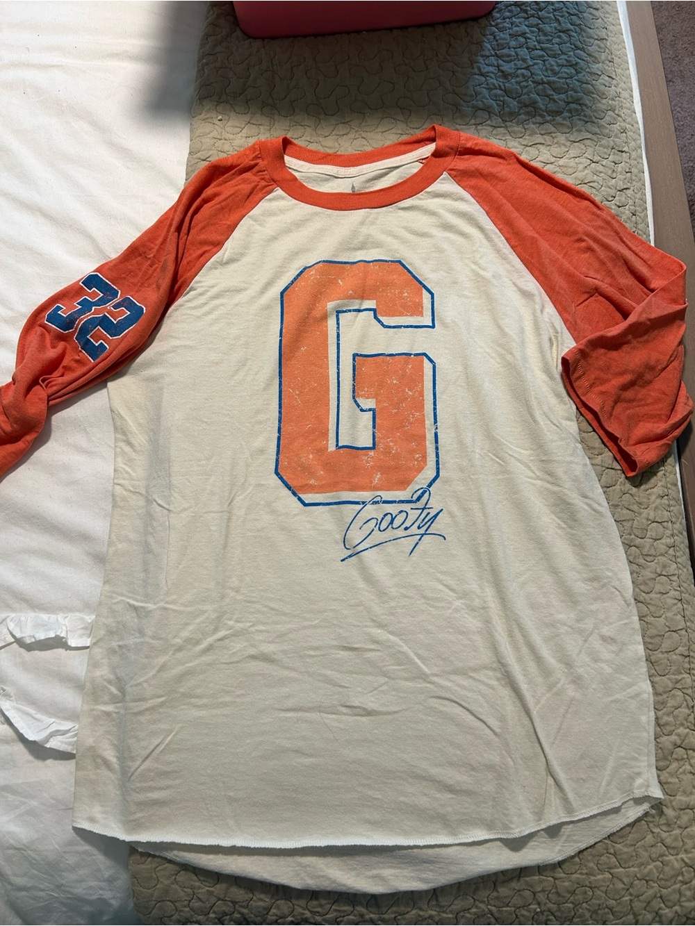 Mens Raglan Disney Goofy Orange Tee